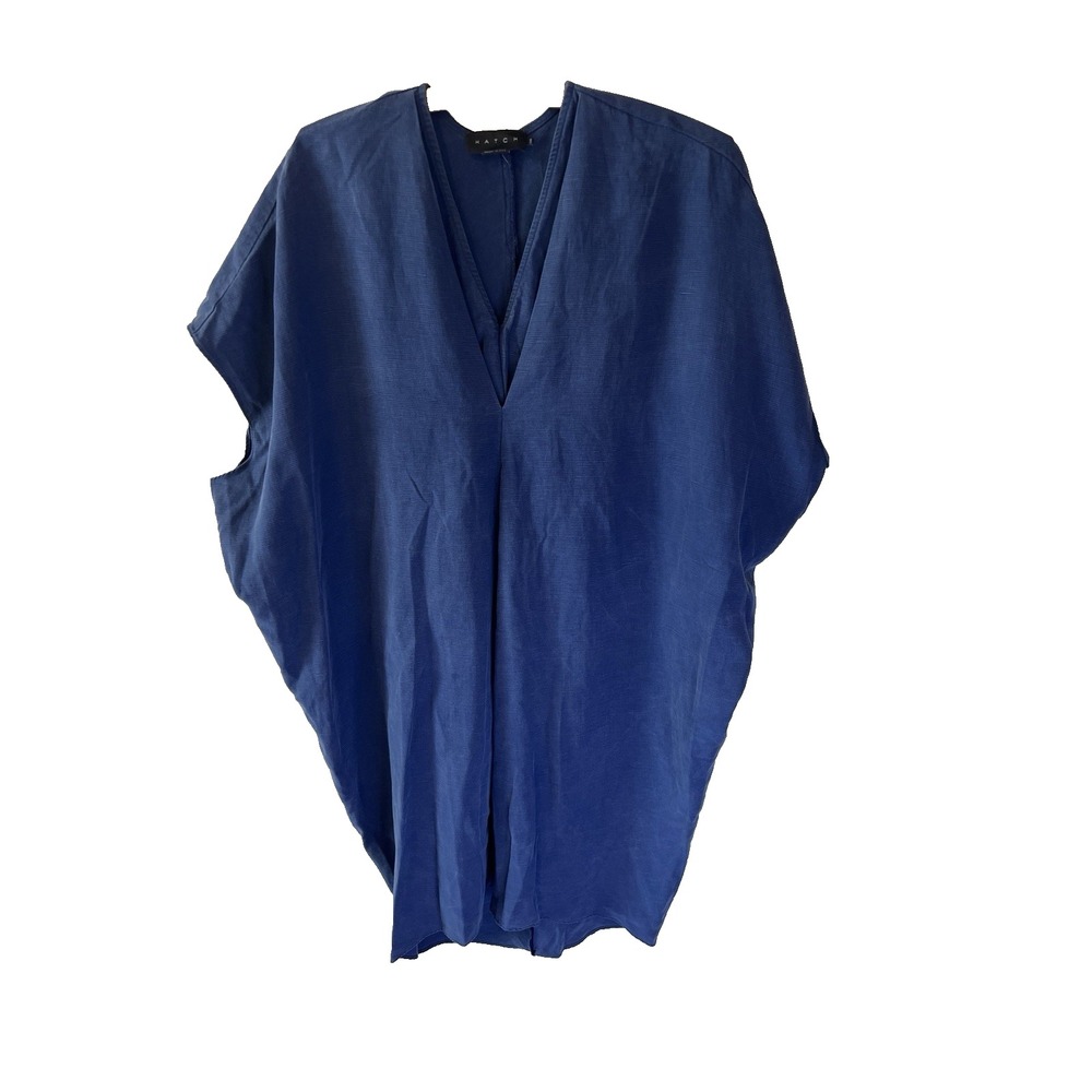 Hatch Maternity V-Neck Blouse Top Tunic‎ Dress Blue One Size Comfy Everyday